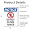 Signmission Do Not Climb Tower Sign With Symbol, 5 in W x Rectangle, Vinyl Decal OS-2PACK-NS-D-57-V-11124 - alternate 4